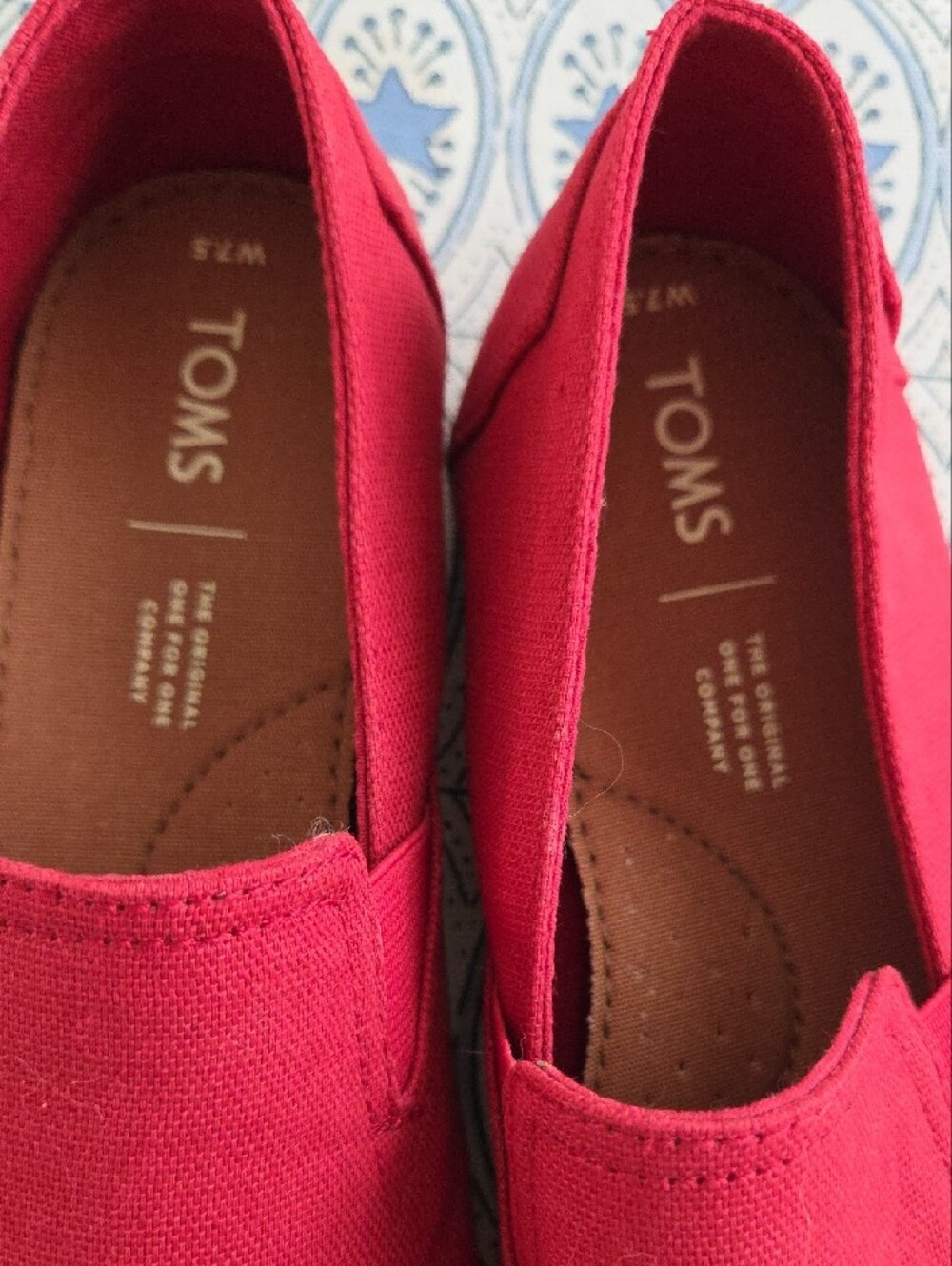 TOMS Red Slip-On Canvas Shoes - Picture 2 of 4